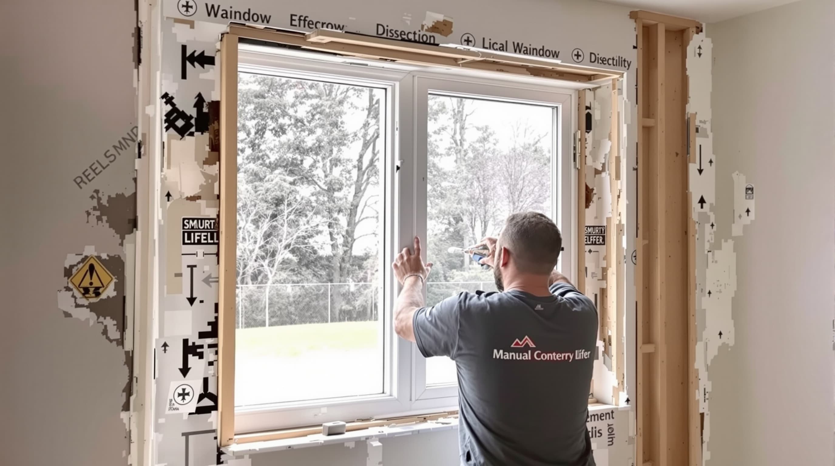 A window installation in progress on a Long Island home