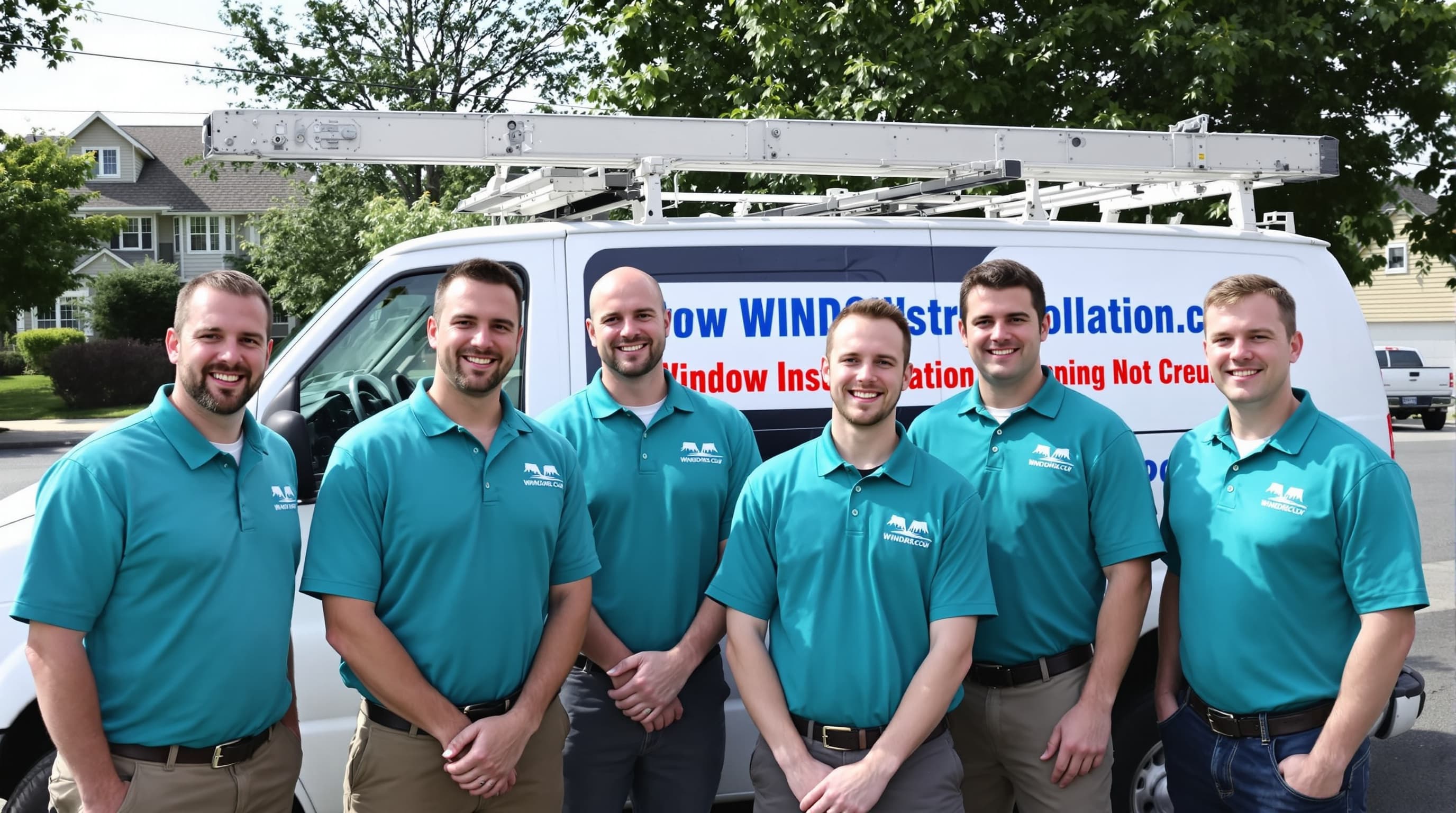 Window Company Long Island installation crew in front of company truck