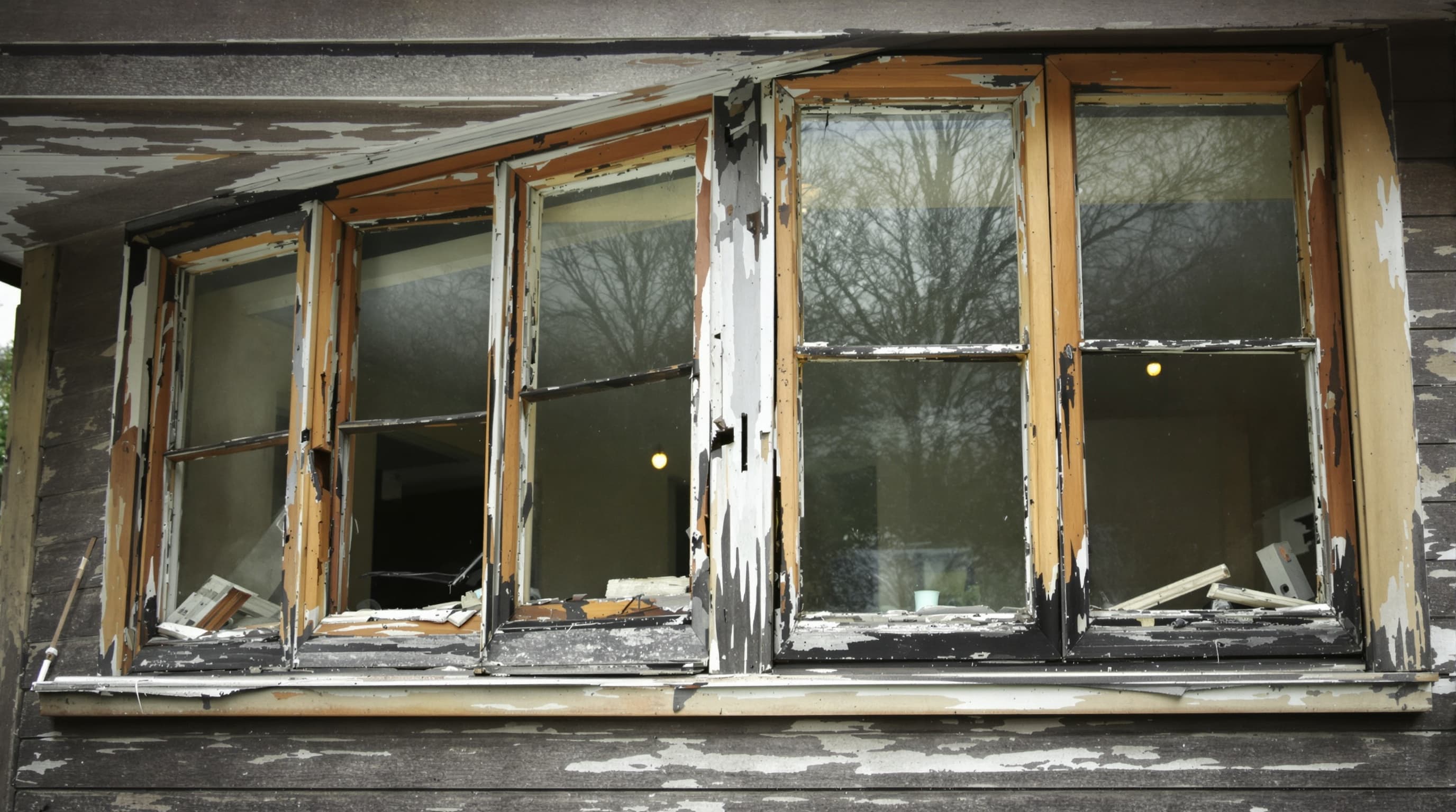 Old drafty windows on a Smithtown colonial before replacement